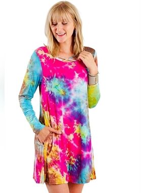 Simply Southern Hippie Tie Dyed Dress sz L NEW